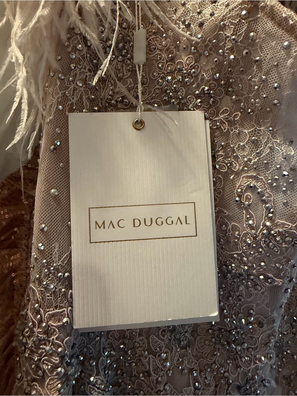 Mac Duggal Embellished Feather Trim Evening Gown - Blush - Picture 6 of 10
